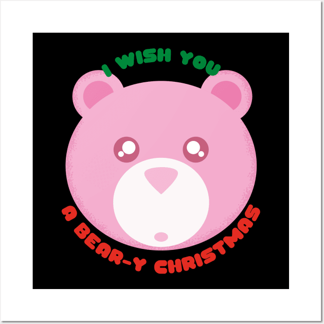 Christmas Teddy Bears I Wish You a Bear-y Christmas Cute Festive Gift for Teddy Bear Lovers Wall Art by nathalieaynie